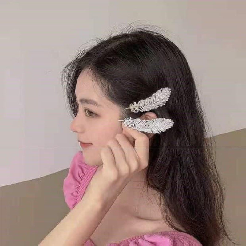 Kẹp Tóc Đá Hình Lông Vũ Sang Chảnh