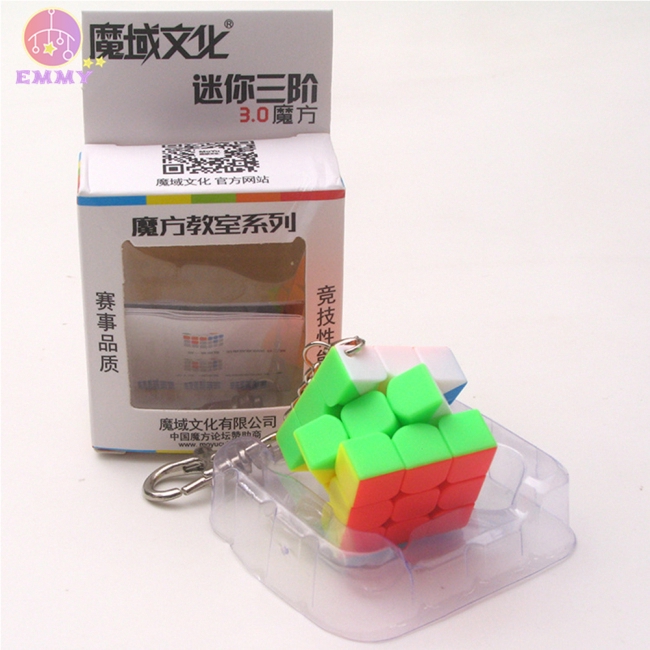 Móc treo chìa khóa hình khối rubik 3x3 mini 3cm kèm móc treo sợi xích độc đáo thời trang