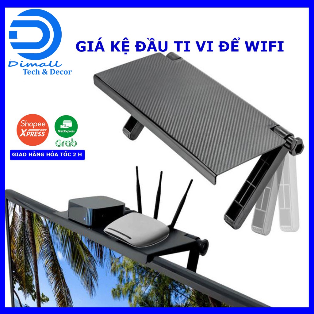 Kệ để đồ gác trên màn hình tivi ,máy tính, giá đỡ laptop, wi-fi lằm bằng chất liệu nhựa cao cấp.