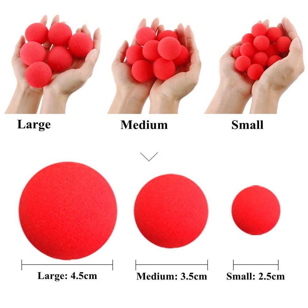 Set 10 quả bóng xốp ảo thuật tròn màu đỏ kích thước 2.5/ 3.5/ 4.5cm dành cho giải trí