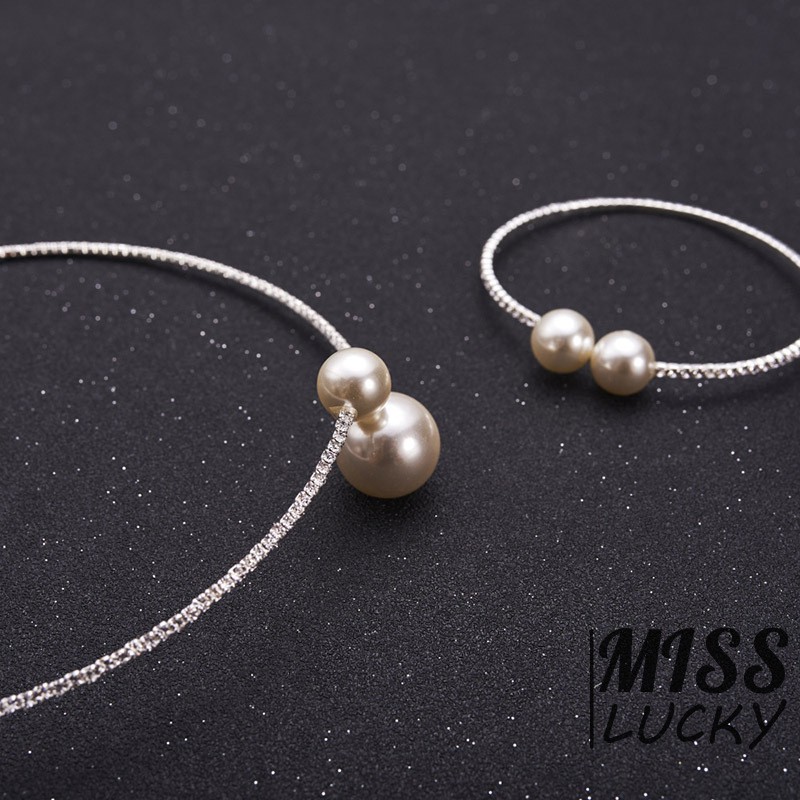 Set trang sức đính đá và ngọc trai sang trọng cho nữ