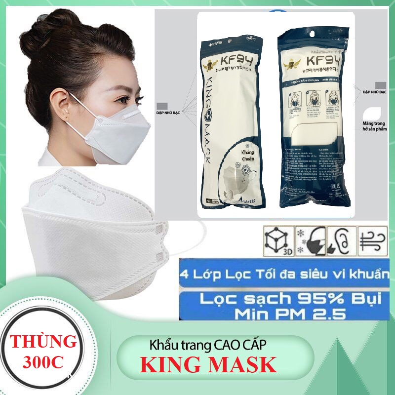 Chính Hãng -Túi Zip/10 chiếc Khẩu Trang KHÁNG KHUẨN 4D 4Lớp K94 KING MASK/ MINI MASK - Dây mềm Không làm đau nhức Tai.