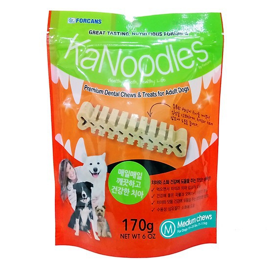 KẸO NHA KHOA LOẠI BỎ MẢNG BÁM KANOODLES SIZE M (GÓI 170GR)