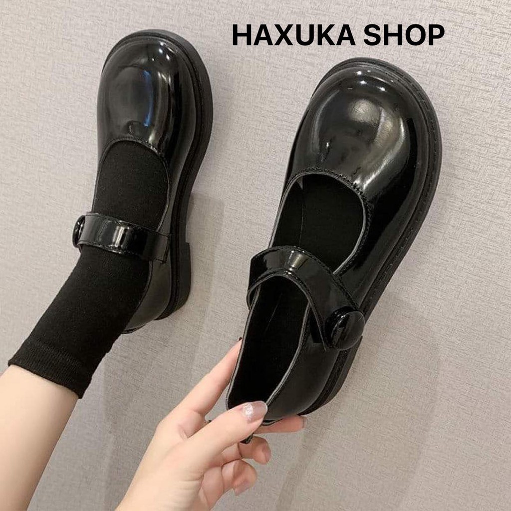 Giày Marry Jane- Giày nữ sinh cài quay ba màu Đen Bóng, Đen Nhám, Nâu kiểu dáng Hàn Quốc, dễ phối đồ