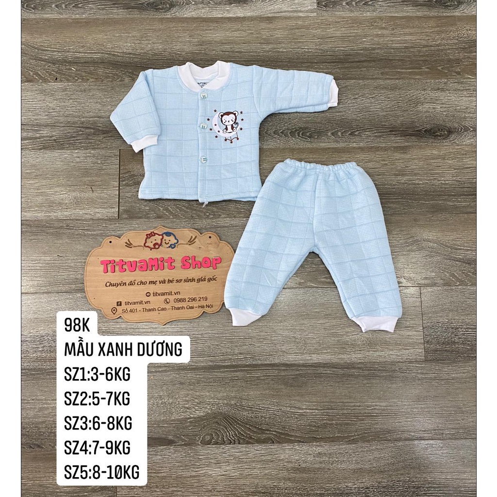 Bộ trần bông xốp PTKIDS cúc giữa cho bé