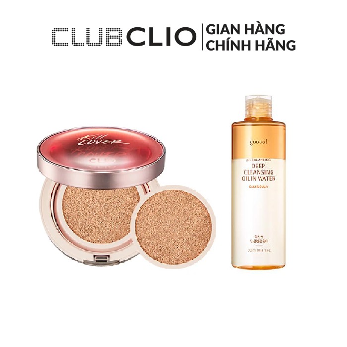 Bộ Phấn Nước Trang Điểm Clio Kill Cover Glow Cushion Xp 20Ss Limited &amp; Dầu tẩy trang Goodal