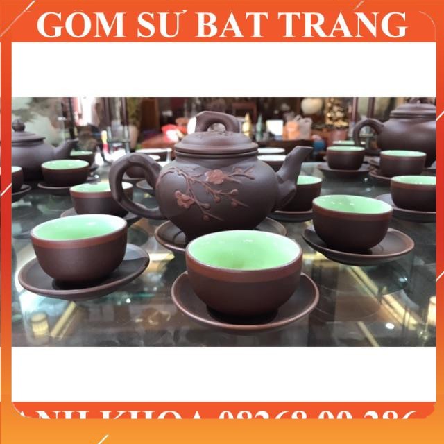 Ấm chén tử sa đắp hàng nghệ nhân Bát Tràng - Gốm sứ Bát Tràng Anh Khoa