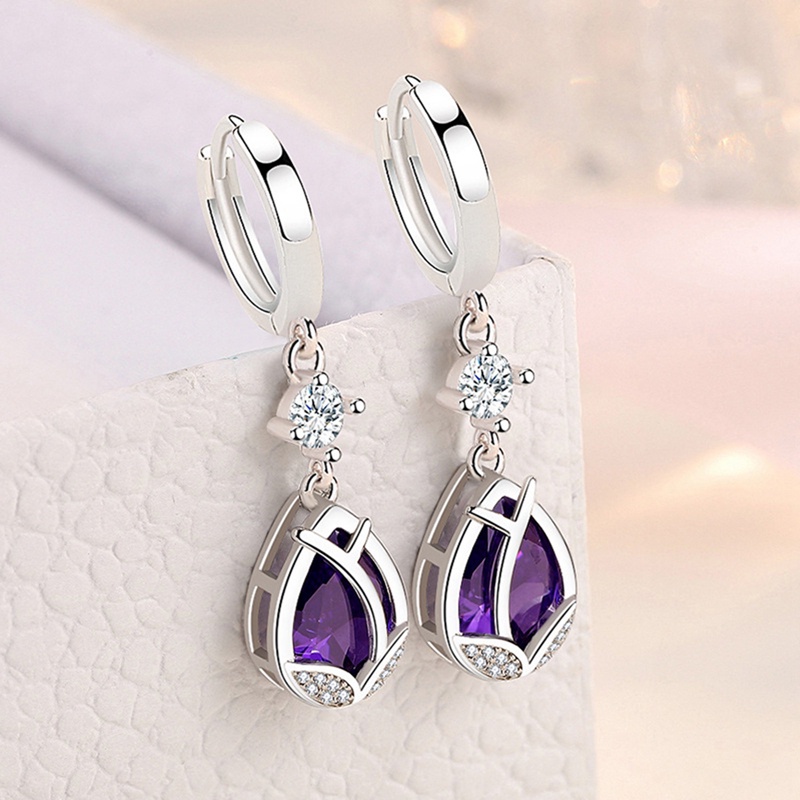 Bông Tai Mạ Bạc 925 Hình Hoa Đính Đá Sang Trọng Cho Nữ Mới