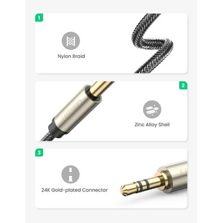 Cáp Audio 3.5mm to 6.5mm dài 2M Ugreen 10628
