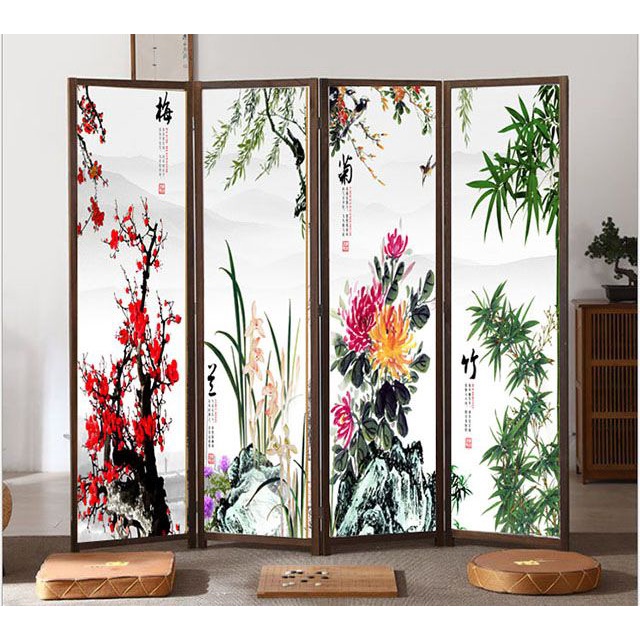 Bình phong gỗ giá rẻ - Cao 1m8, ngang 2m, gồm 4 tấm - Giá Rẻ và Đẹp nhất Việt Nam