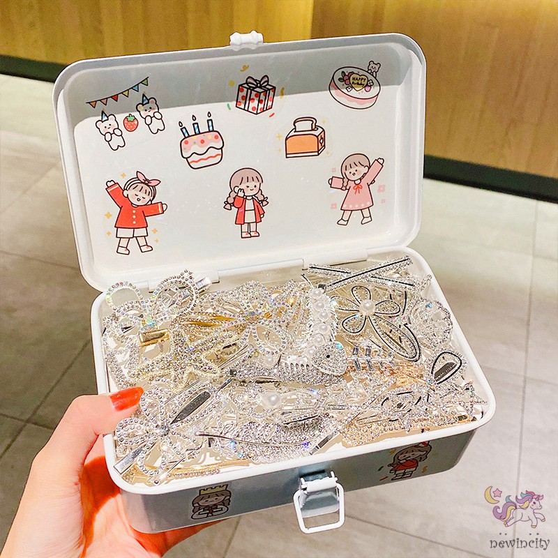 Bộ 5 kẹp tóc đính đá thời trang xinh xắn phong cách Hàn Quốc