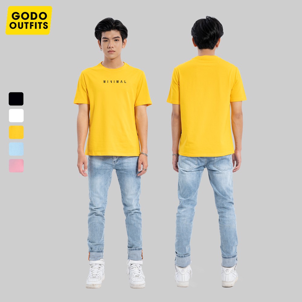 Áo thun tay ngắn nam nữ  GODO OUTFITS IN MINIMAL ATR07 chất liệu Premium Cotton 100% 4 chiều form rộng unisex hồng