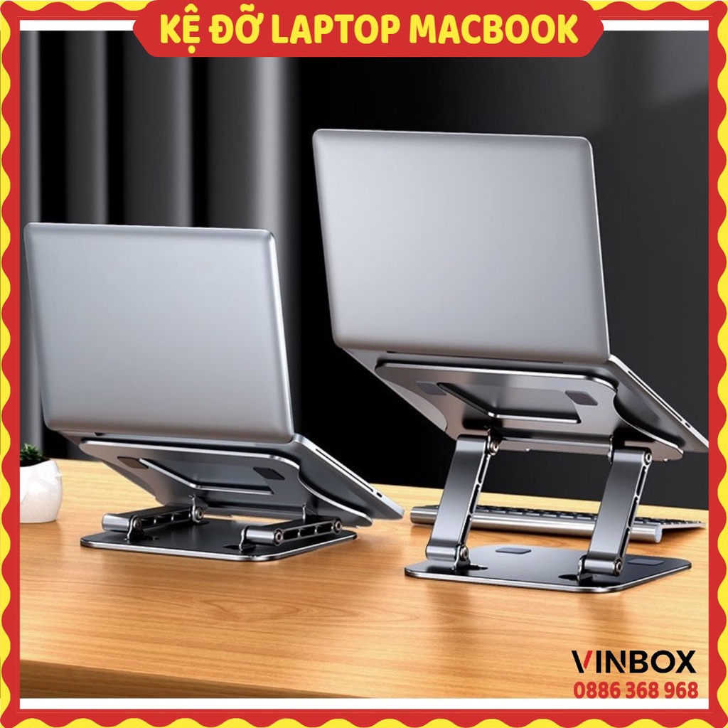 Giá đỡ laptop tablet nhôm kiêm đế tản nhiệt nâng Macbook máy tính bảng Ipad điều chỉnh góc nghiêng độ cao VINBOX LS515