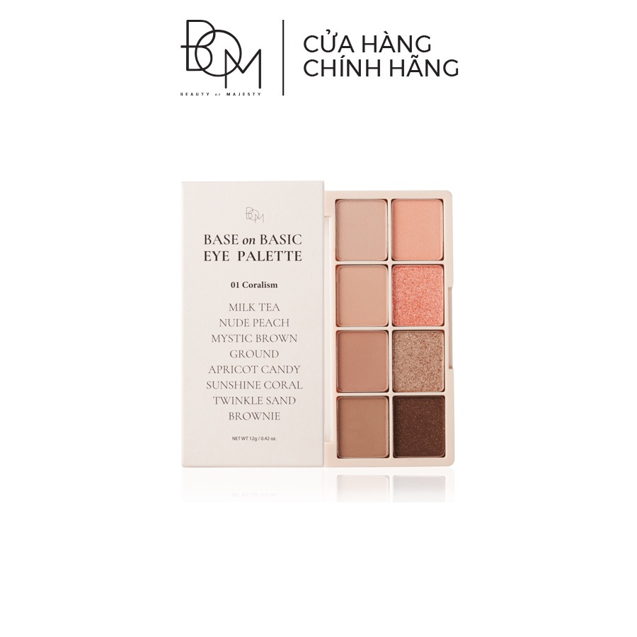 Phấn Mắt có nhũ 8 Ô B.O.M On Basic Eye Palette - 12g
