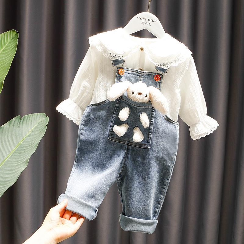 2021Bộ Quần Yếm Bé Gái Mùa Thu Mẫu Mới Quần Dài Bé Gái Nổi Tiếng Trên Mạng Denim Áo Sơ Mi Bé Gái Dễ Thương Thời Trang Hàn Quốc | BigBuy360 - bigbuy360.vn