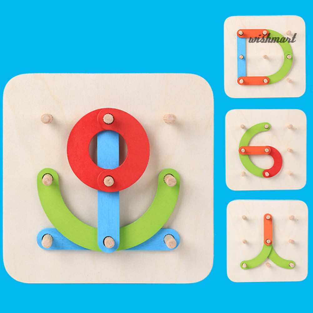 Wooden Letter Number Shape Puzzle Educational Board Game Block Kids Children Toy