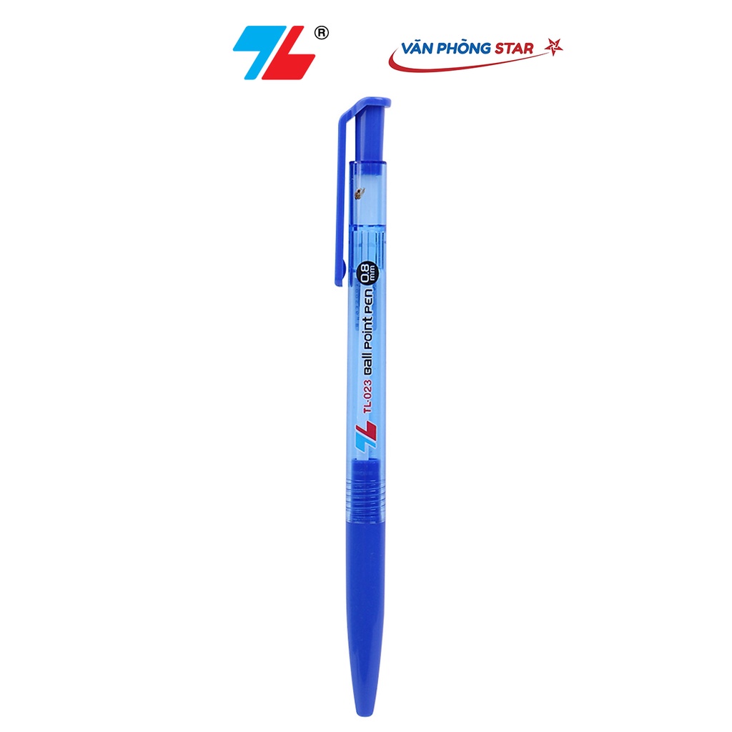 1 Hộp Bút bi TL-023 xanh số lượng 20 chiếc chính hãng Thiên Long tại Vanphongstar. Đầu bút 0.8mm viết được 1.200-1.500m
