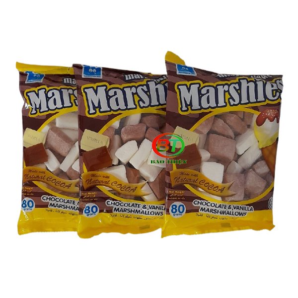 (3 vị) Kẹo xốp bông gòn Marshmallows Marshies gói 80g