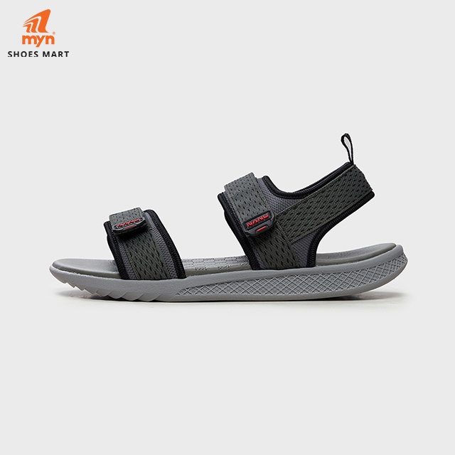 Sandal Nam Nanu F2 đế bằng basic màu Dark grey họa tiết đen