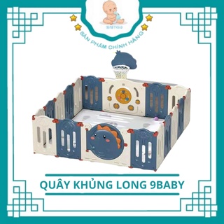 SIÊU SALE !!! Bộ quây cũi gấp gọn hình khủng long 9BABY MÀU XANH