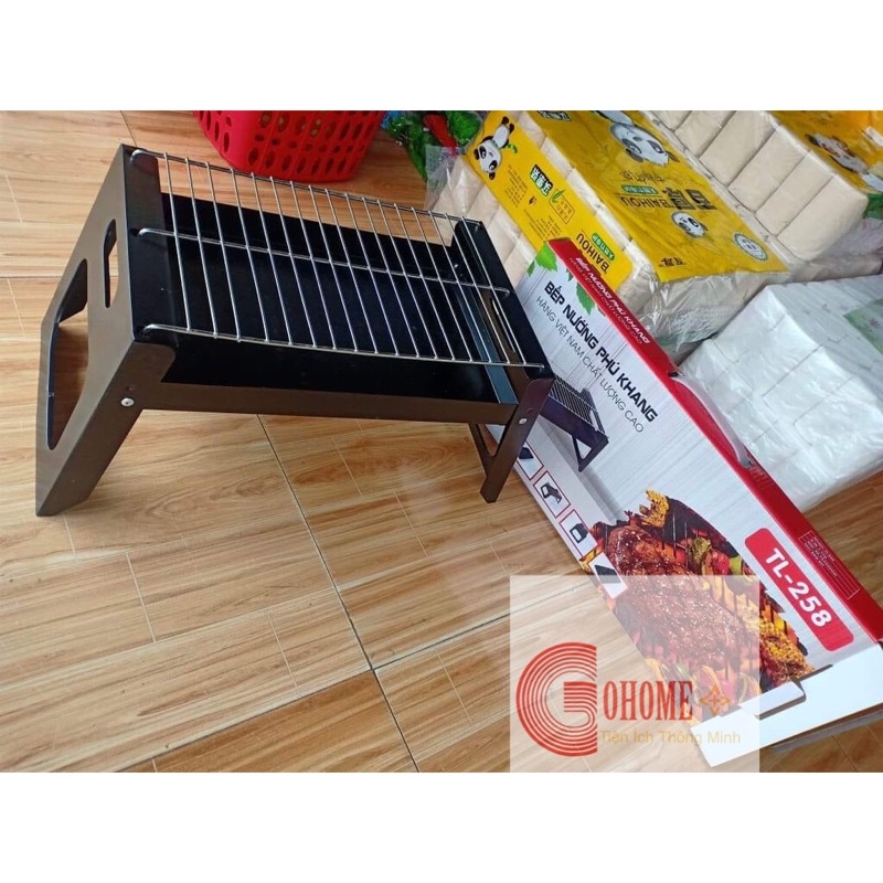 Bếp Nuớng Than Hoa BBQ Ngoài Trời Inox Không Khói Có Thể Gấp Gọn sơn tĩnh điện cao cấp