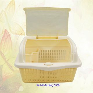 Rổ úp chén bát có nắp đậy, khay úp bát, kệ bát đa năng Việt Nhật