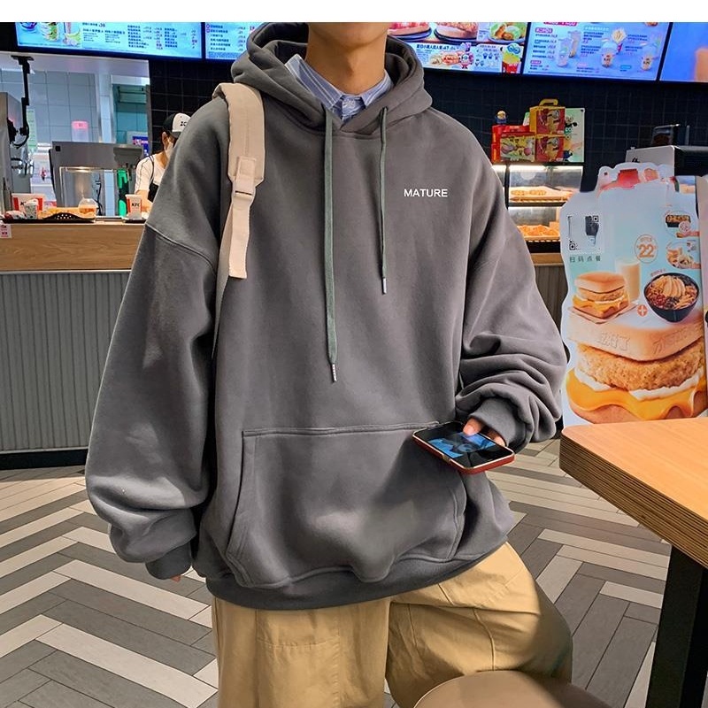 Áo khoác nam tay dài có nón in chữ size M-5XL