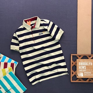 Áo thun nam tay ngắn cổ bẻ kiểu sọc ngang Superdry