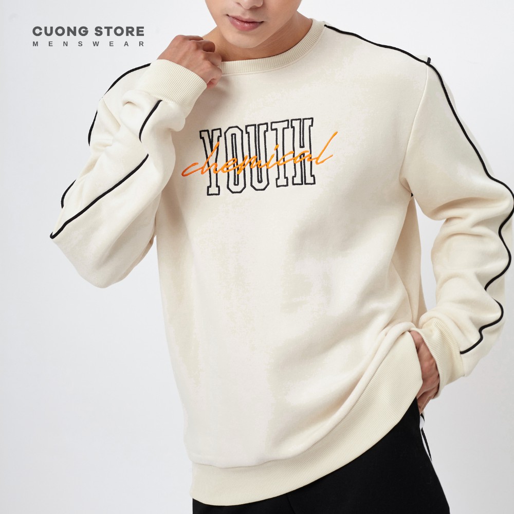 Áo Sweater nỉ bông thêu chữ Youth CHEMICAL 110064 chất vải dày dặn, mềm mịn, không xù, form rộng unisex  - MENFIT STORE