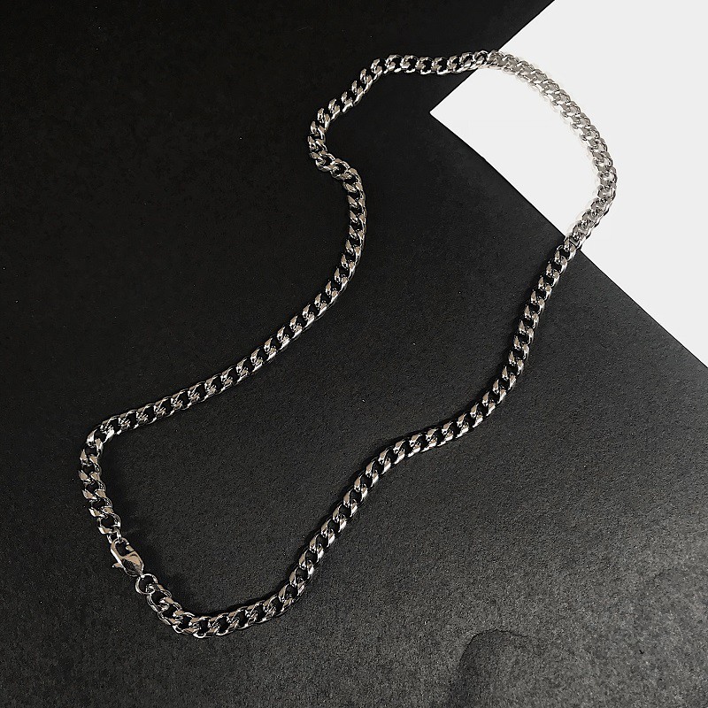 Dây chuyền mắt xích bằng thép titan phong cách hip hop retro đơn giản cá tính