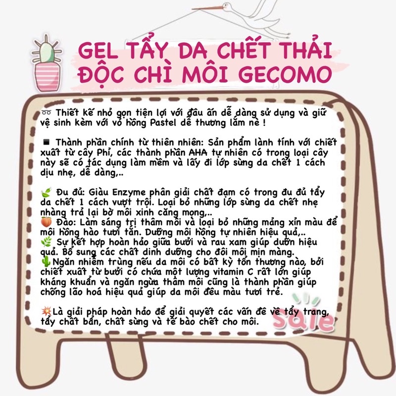 CAO CẤP Gel Tẩy Da Chết Môi Sủi Bọt Thải Độc Chì GECOMO BUBBLE MOISTEN LIP CRUB CREAM Tẩy Trang Dưỡng Môi GECOMO | BigBuy360 - bigbuy360.vn