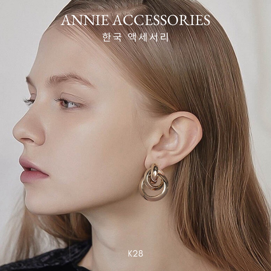 Bông tai tròn xoắn mạ hợp kim cá tính ANNIE - K28