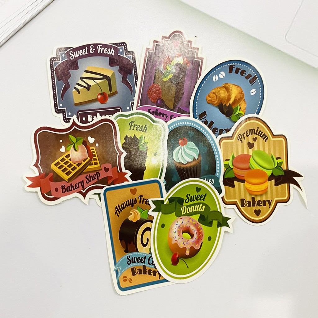 [Twins Plus] Sticker bakery dán trang trí laptop, máy tính bỏ túi, vali, điện thoại, đàn ghita, hộp 