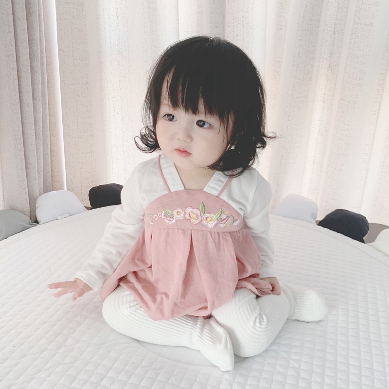 Body Hanbok Bé Gái Họa Tiết Thêu Hoa Đào | Hàng Quảng Châu Cao Cấp