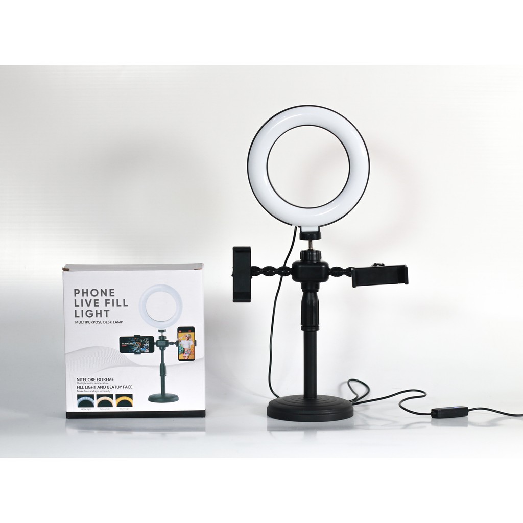 Giá Đỡ 2 Điện Thoại Livestream Có Đèn Led, Kẹp Điện Thoại Để Bàn Quay Video Tiktok Có Đèn Led 3 Màu - Có Video, Ảnh Thật | BigBuy360 - bigbuy360.vn