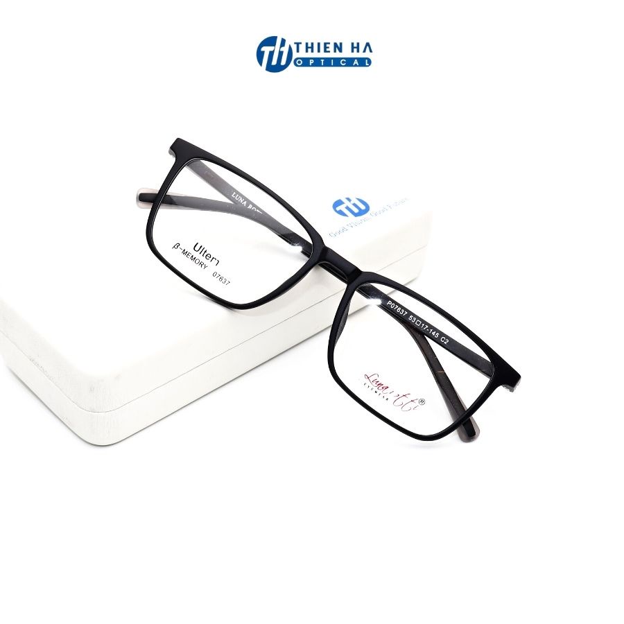 Gọng kính nam THIÊN HÀ OPTICAL dáng vuông chất liệu nhựa ultem dẻo nhẹ nam nữ unisex màu cơ bản TH07637