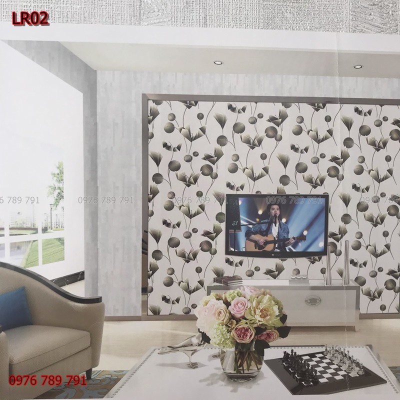 Giấy Dán Tường 3d Phòng Khách Đẹp, Lụa Không Keo, Khổ 10m x 53 cm, Nhiều Màu Lựa Chọn