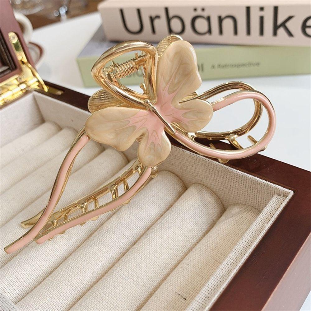 NICKOLAS Kẹp Tóc Càng Cua Đính Nơ Họa Tiết Hình Học Đơn Giản Cho Nữ