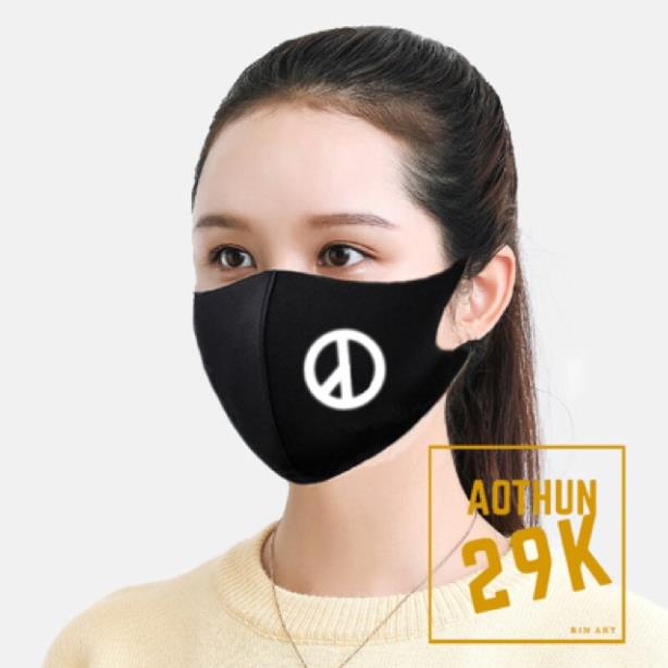 Khẩu trang vải in logo PEACE phản quang flash cực chất