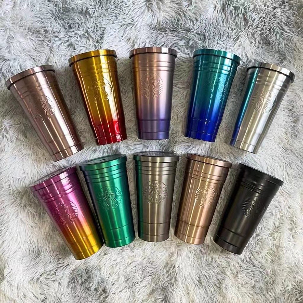Bình Nước Starbucks Giữ Nhiệt Bằng Inox Có Ống Hút Tiện Lợi