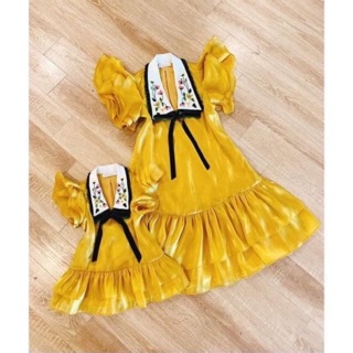 Set mẹ bé tơ lụa vàng hot gom sale 5 set sỉ