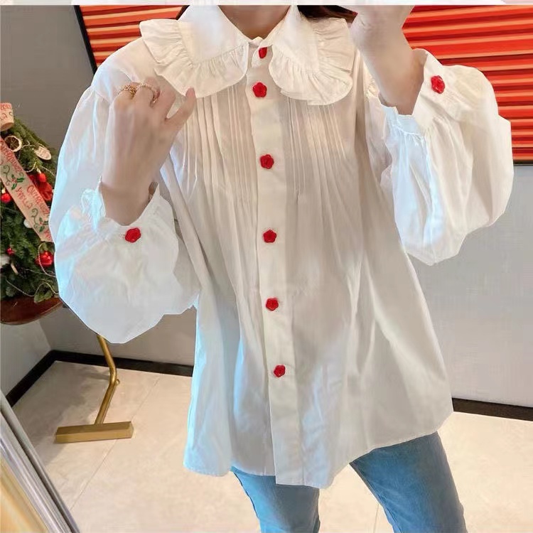 Áo Sơ Mi Nữ Tay Dài Dáng Rộng Cổ Bẻ Thời Trang Thanh Lịch