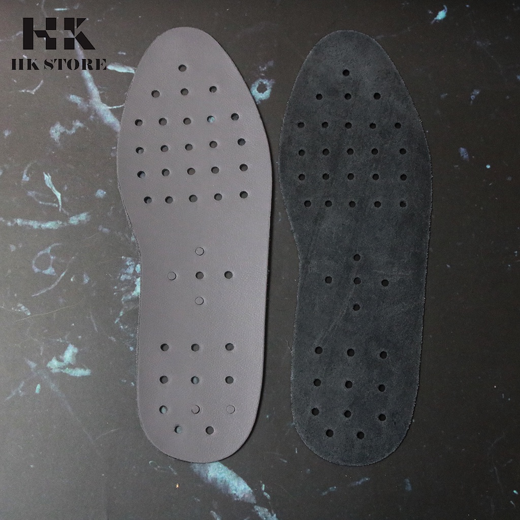 Lót da bò thật 100% 💖 HK.STORE 💖 lót da thật đục lỗ thông thoáng hồ môi chân.