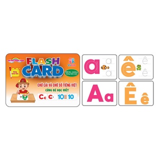 Bộ thẻ học chữ số chữ cái thông minh tập viết xóa được khổ to a5