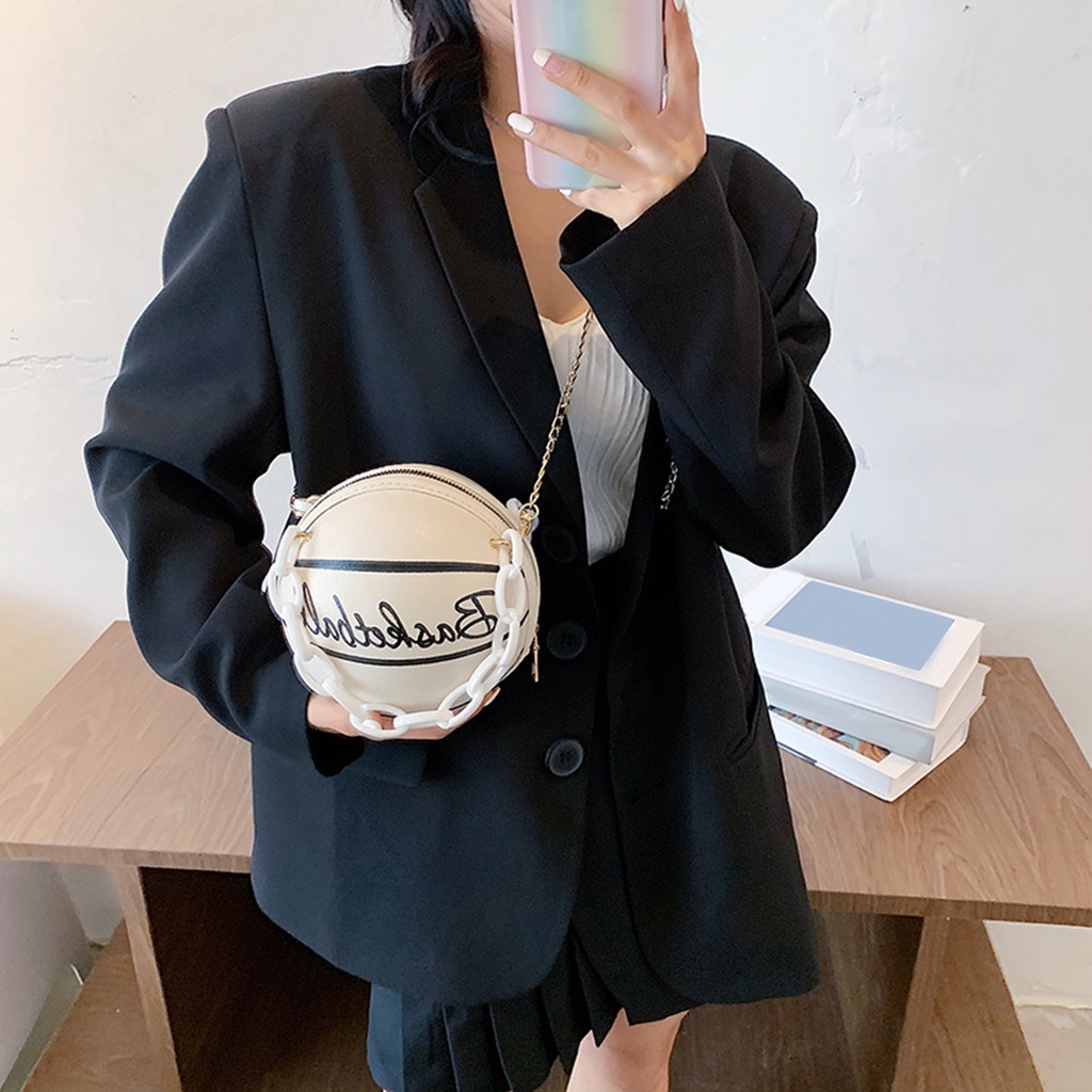 [Fenteer1] Túi Da Tote Mini Phối Dây Xích Đeo Vai Đồ Họa Khi Đi Du Lịch