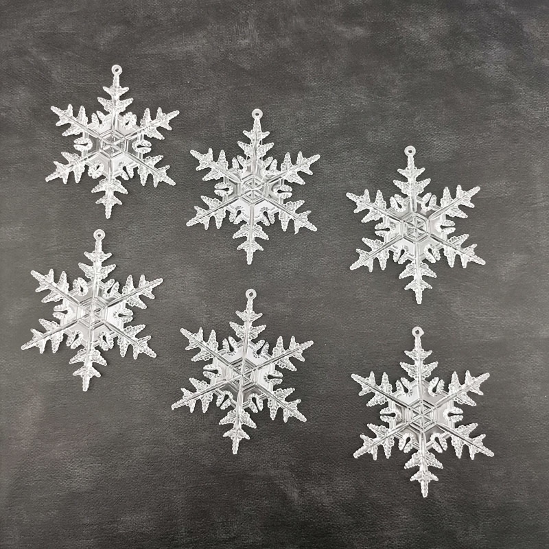 Set 6 Bông Tuyết Nhựa Acrylic Trong Suốt 95mm Trang Trí Cây Thông Noel