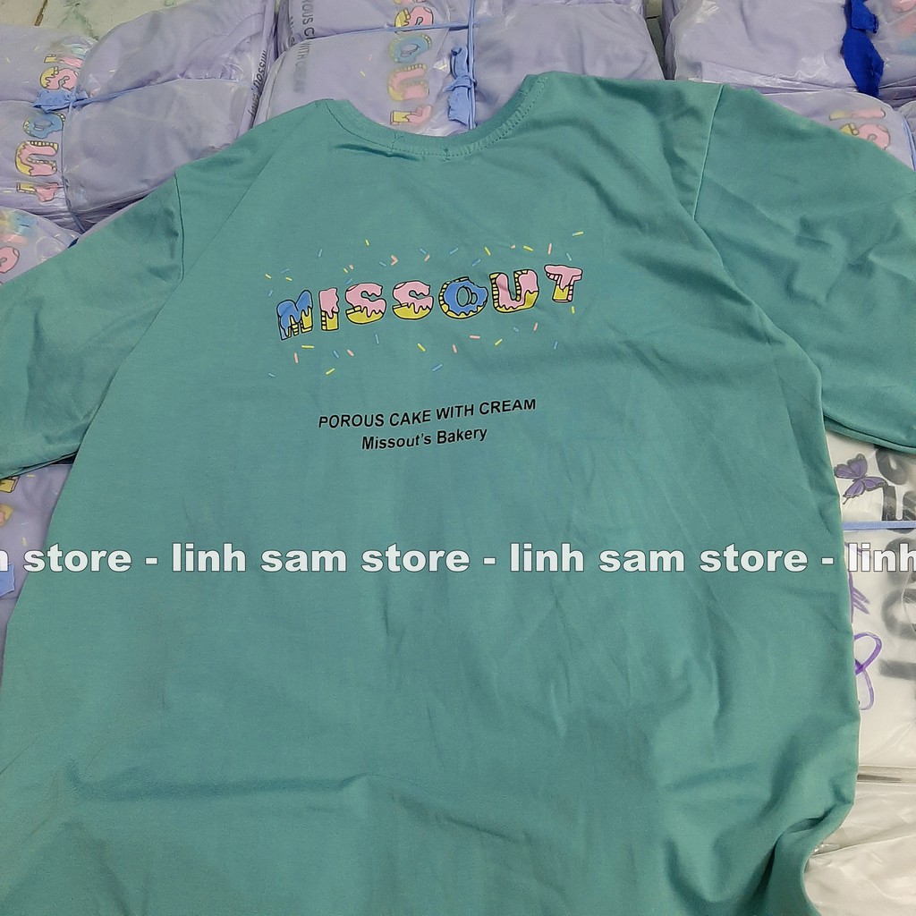 Áo thun tay lỡ nữ freesize phông form rộng Unisex, mặc lớp, nhóm, cặp in chữ missout BAKERY