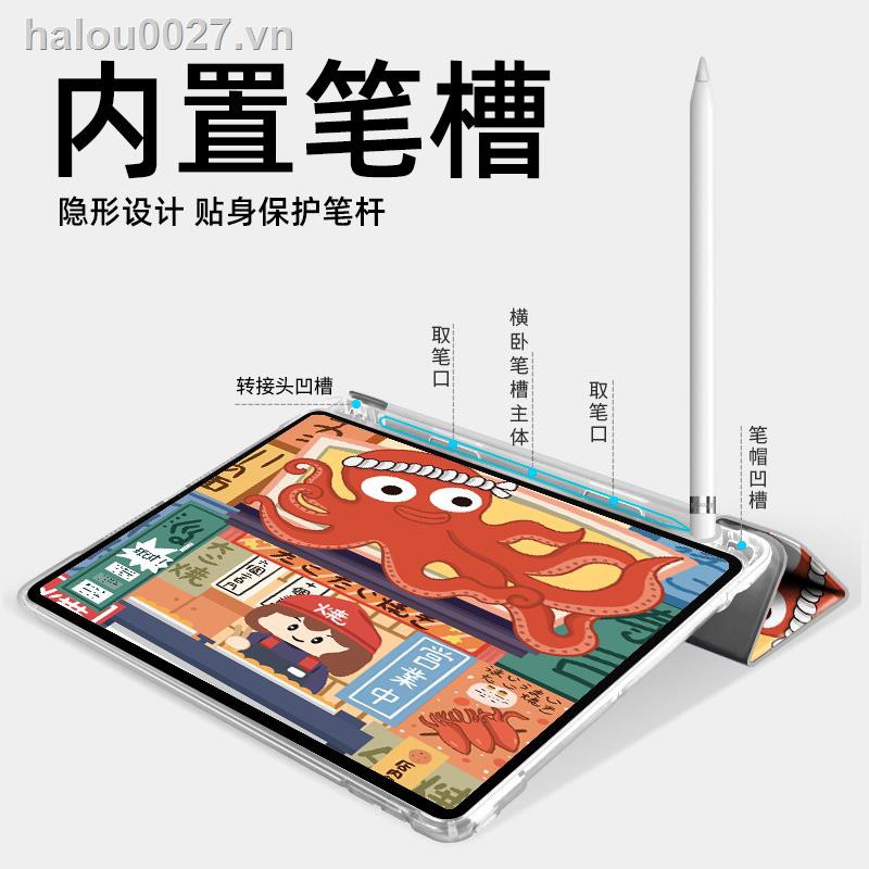 Bao Da Có Ngăn Đựng Bút Cảm Ứng Cho Ipad8 10.2 Air3 Apple Pro11 2018 9.7-inch Cartoon 2017 Transparent 5 Tri 6 Tri 7 10.5 Inch