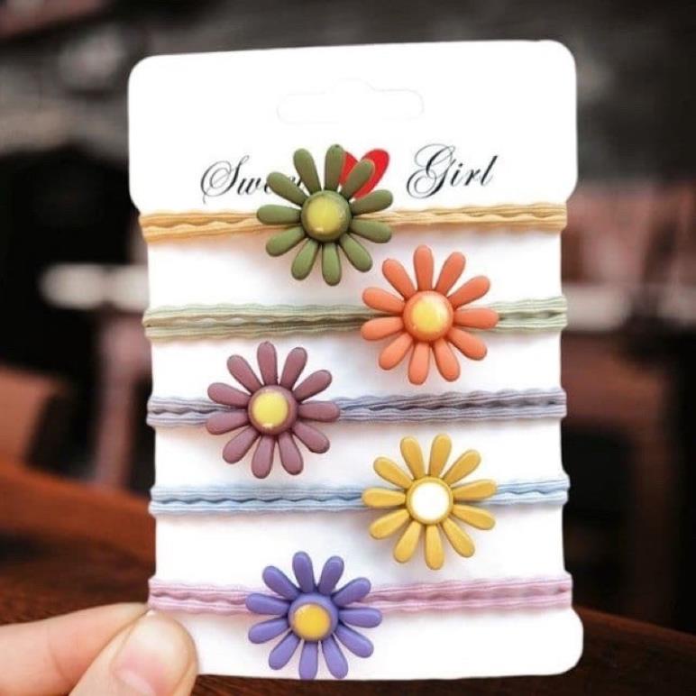 Dây Buột Tóc Hàn Quốc Hoa Cúc Nhí Siêu Rẻ - Siêu Dễ Thương -Chun đôi cực bền co giãn thoải mái