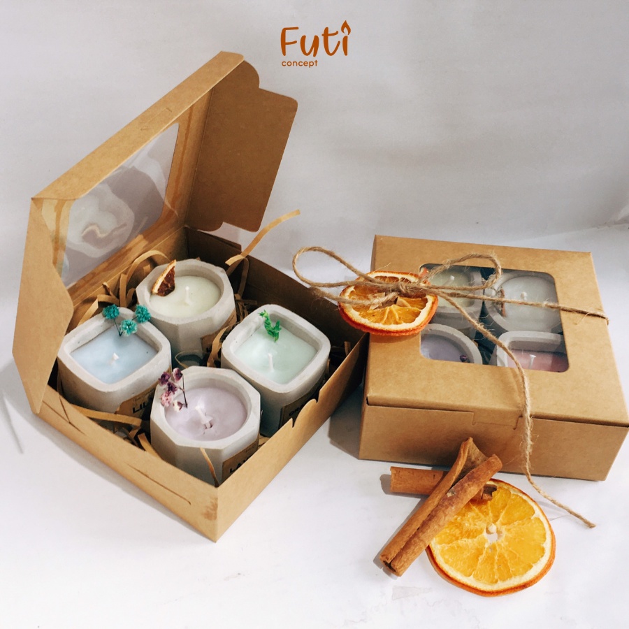 Hộp quà nến thơm, set quà nến thơm handmade tặng người yêu bạn gái ý nghĩa, dễ thương